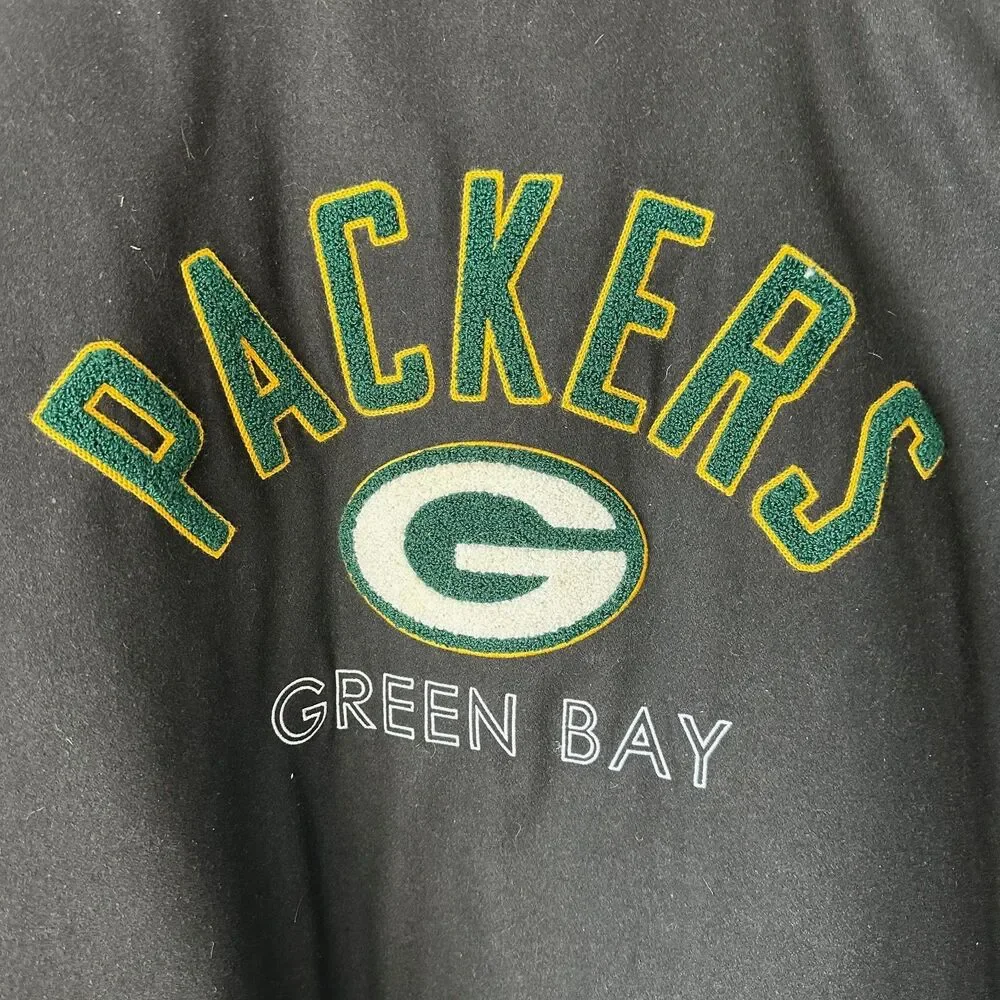 G-III Apparel NFL Green Bay Packer Black Reversible Men Wool Polyester Coat 6X